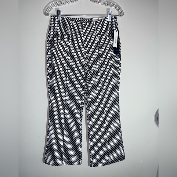 Liverpool Black & White Geo Cropped Flare Pants Size 6 - Picture 2 of 5